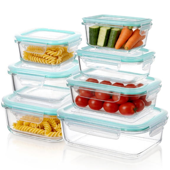 CISILOV 7 Pack Glass Food Storage Containers with Lids,Lunch Box Microwave Safe, Airtight Meal Prep Containers Glass, Oven Safe Bento Boxes,Tupperware Set