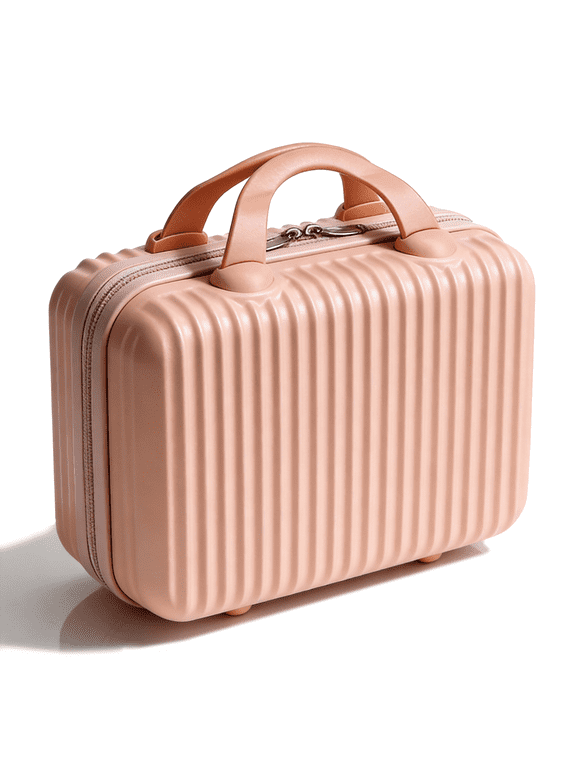Hard Shell Makeup Case, Travel Cosmetic Organizer with Dividers, Beauty Case with Luggage Strap, Pink