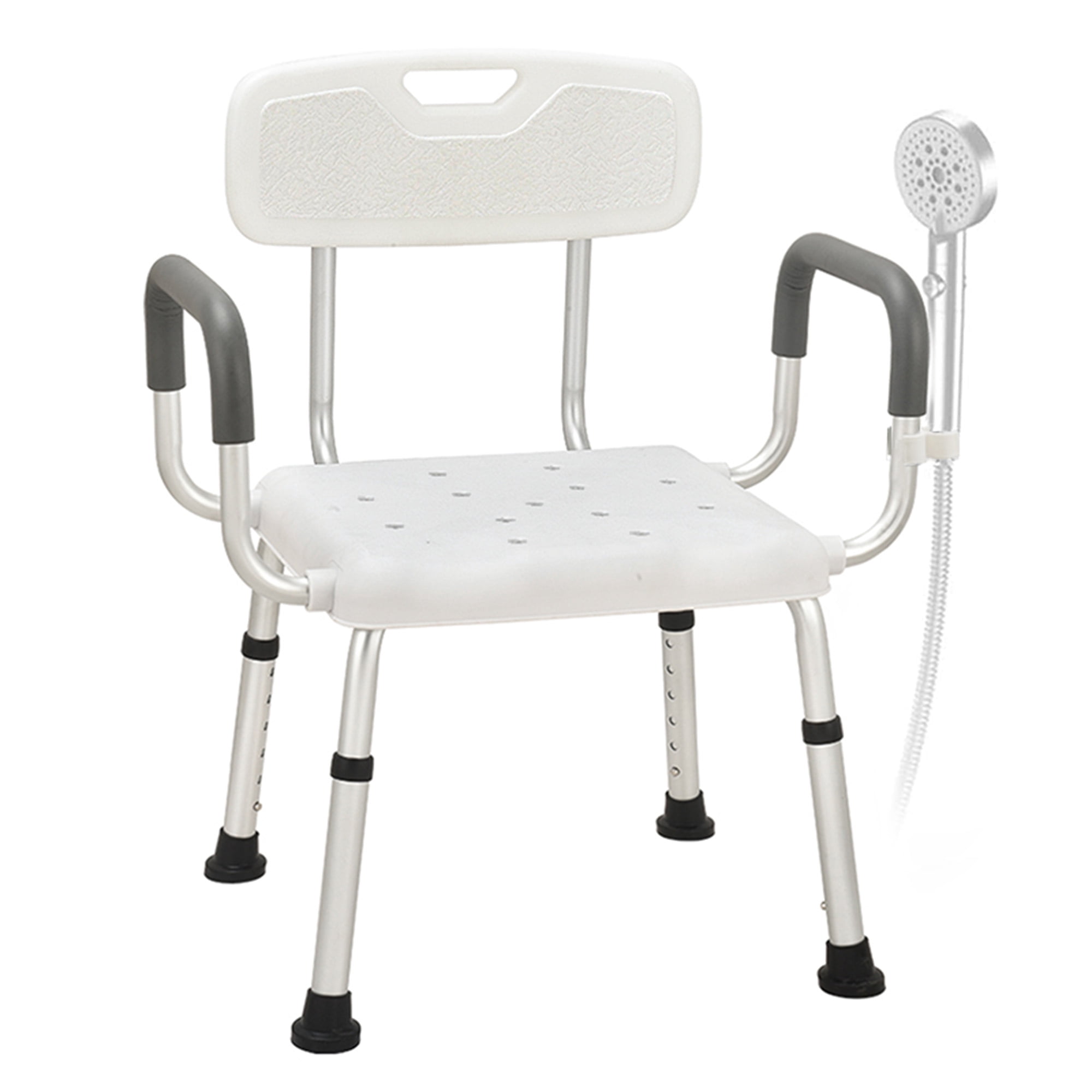 GARITIN Shower Chairs for Bathtub, Bath Stool with Back and Arms, Adjustable Shower Seat with Nonslip Feet, Shower Benchs for Inside Shower, Support up to 330Lbs