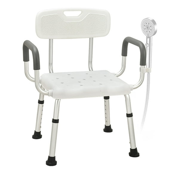 GARITIN Shower Chairs for Bathtub, Bath Stool with Back and Arms, Adjustable Shower Seat with Nonslip Feet, Shower Benchs for Inside Shower, Support up to 330Lbs