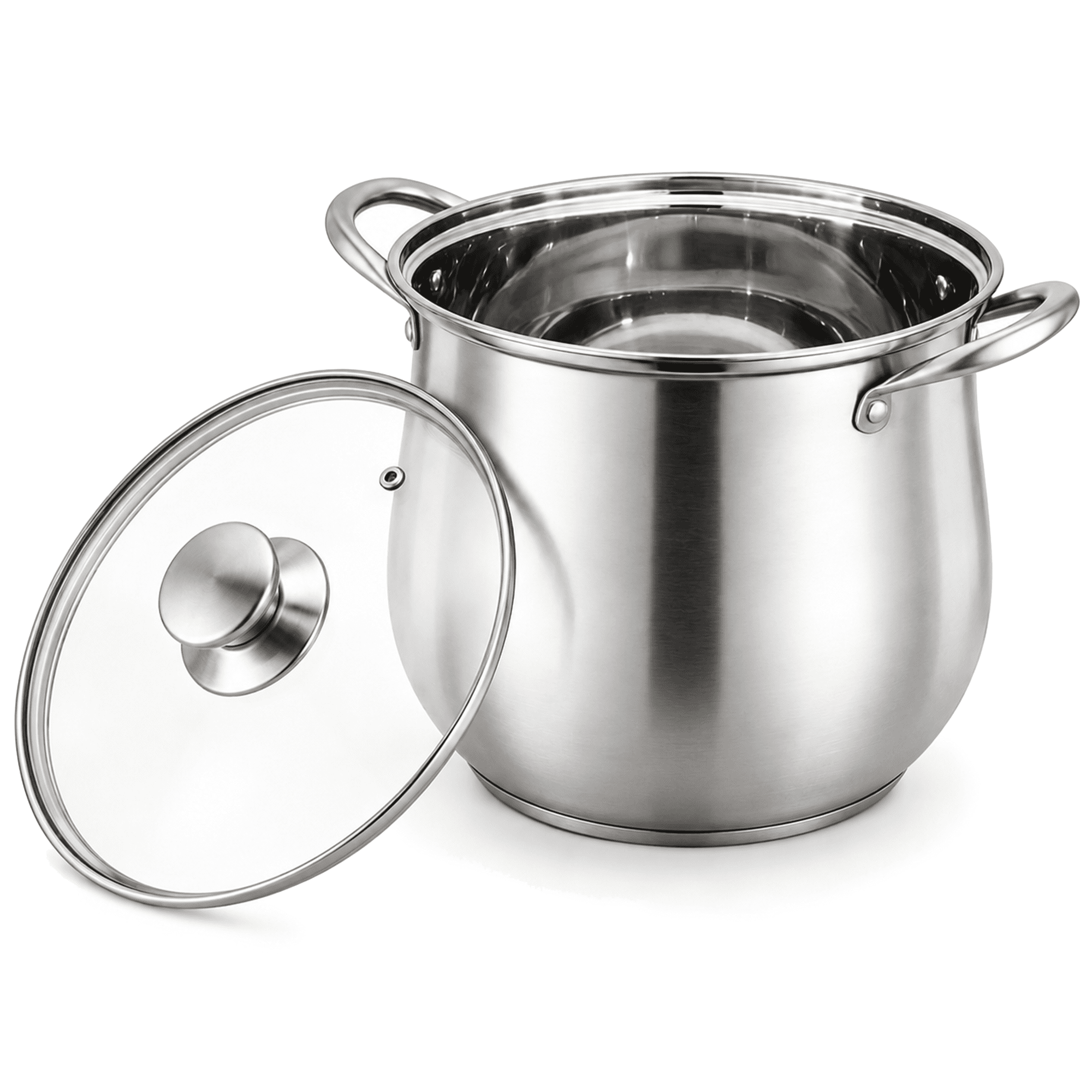 GARITIN Stainless Steel Stock Pot, 8 Quart Induction Cookware with Glass Lid, Nonstick Cooking Pot for Pasta Soup Canning Boiling Simmering