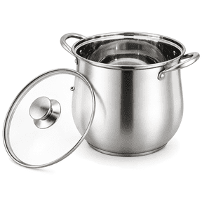 GARITIN Stainless Steel Stock Pot, 8 Quart Induction Cookware with Glass Lid, Nonstick Cooking Pot for Pasta Soup Canning Boiling Simmering