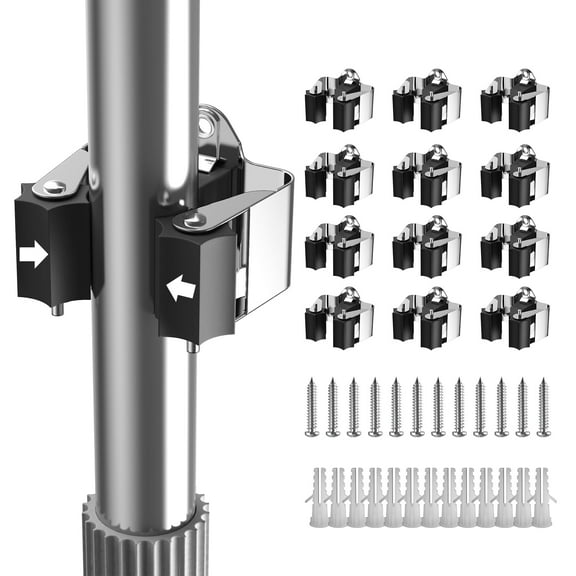 GARLWOLEX Broom Holder Wall Mount - 12 Pack Broom Rack Bulk, Space-Saving Broom Organizer Wall Mount for Garage, Kitchen, Wall Holder