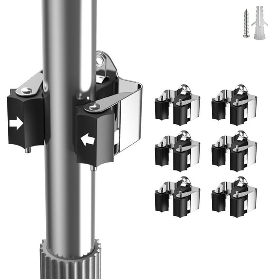GARLWOLEX Broom Holder Wall Mount - 6 Pack Heavy Duty Broom Hooks Bulk, Space-Saving Broom Rack for Garage, Kitchen, Closet Organization