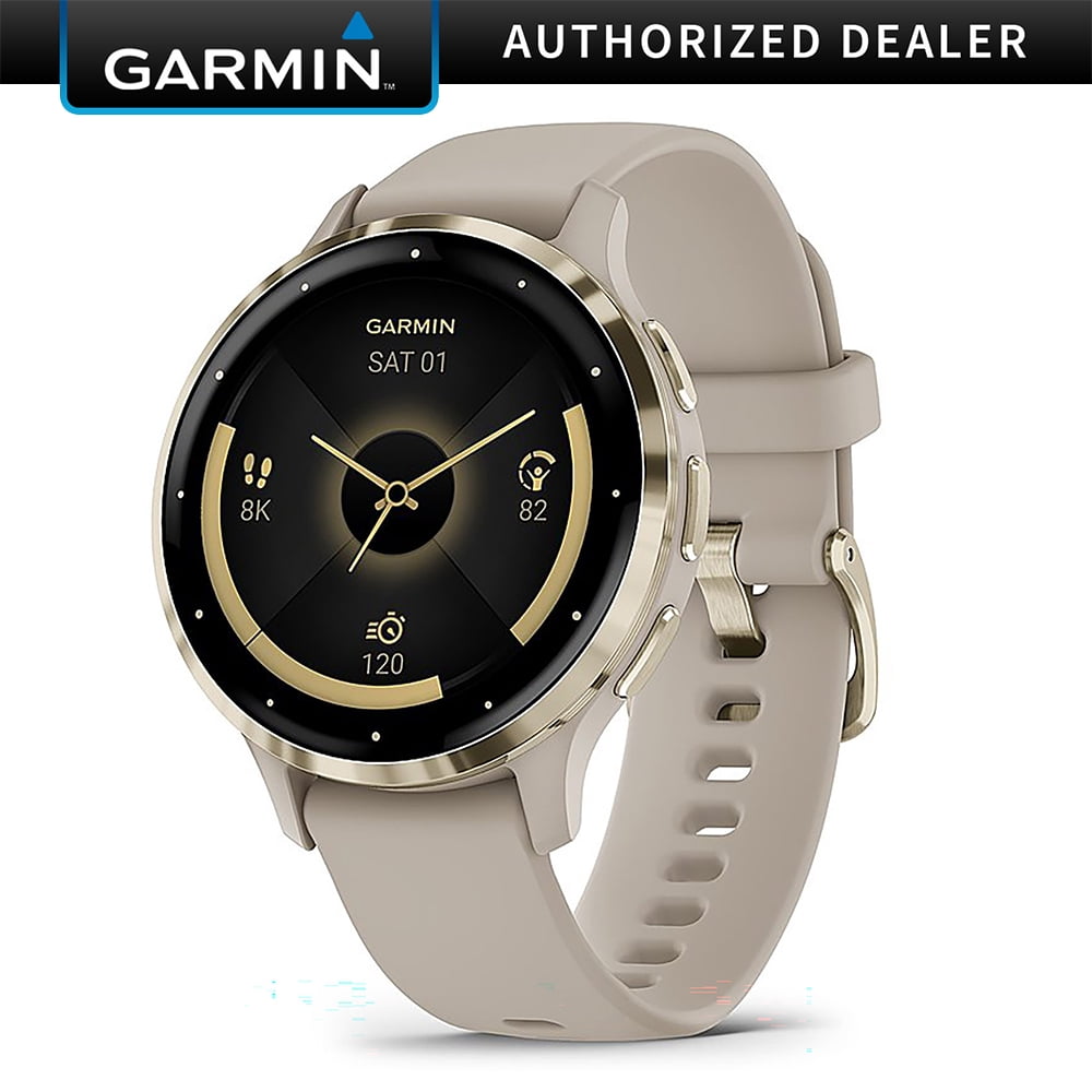 Restored GARMIN, 010-N2785-02/1F, Venu 3S, Smartwatch, 41mm, Alarm, Altimeter, Calendar Function, Compass, Customizable, GPS, Music, Oximeter, Stopwatch, Timer, Health Fitness GPS, 240 Hour Battery Life, 3 Gram, Gold Steel Bezel,