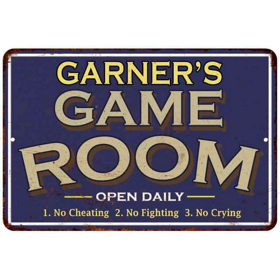 GARNER'S Blue Game Room Sign Metal Wall Decor 8x12 108120002152