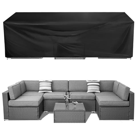 GARPROVM 124" x 63" x 29" Black Patio Furniture Set Cover, Waterproof