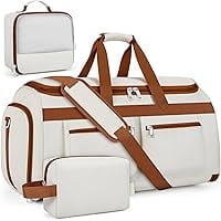 GARPROVM 4-in-1 Convertible Garment Bag for Travel - 55L Large Carry-On Duffle Bag with Suitcase Organizer, Waterproof Weekender Bag for Business Travel, Gym, Camping