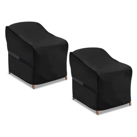 GARPROVM Patio Chair Covers 2 Pack, 600D Heavy Duty Waterproof Lounge Deep Seat Cover, Outdoor Lawn Patio Furniture Covers 32"W x 37"D x 36"H, Black