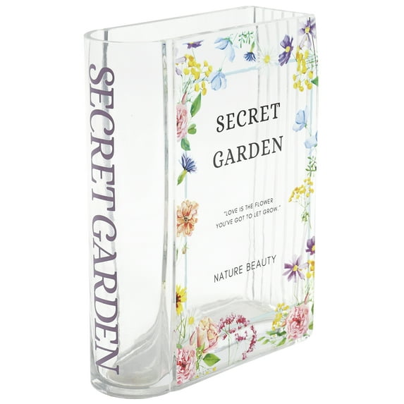 GARSHEON Glass Book Vase, Clear Book Vase for Flowers, Large Glass Vases, Modern Book Shaped Vases for Bedroom, Living Room, Office, Coffee Table, Bookshelf