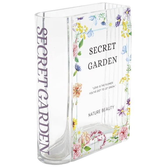 GARSHEON Glass Book Vase, Clear Book Vase for Flowers, Large Glass Vases, Modern Book Shaped Vases for Bedroom, Living Room, Office, Coffee Table, Bookshelf