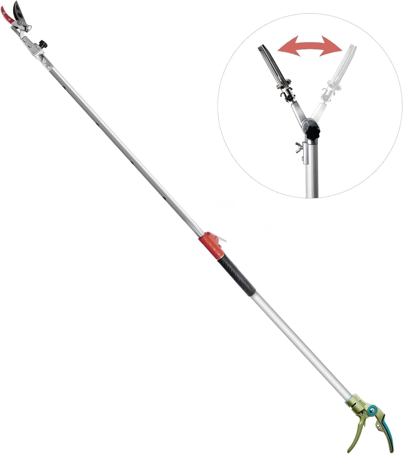 GARTOL 3.67-5.45 FT Fruit Picker with Rotating Blade Head, Lightweight Aluminum Extendable Handle for Tree Branch Cutter, Silver