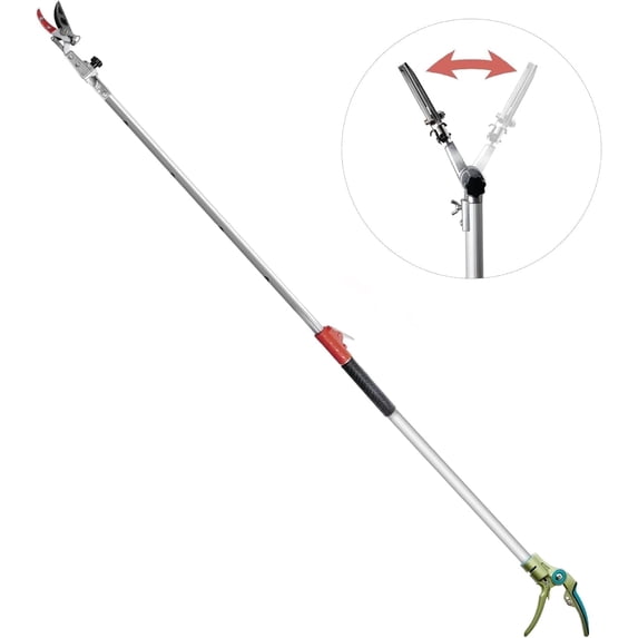 GARTOL 3.67-5.45 FT Fruit Picker with Rotating Blade Head, Lightweight Aluminum Extendable Handle for Tree Branch Cutter, Silver
