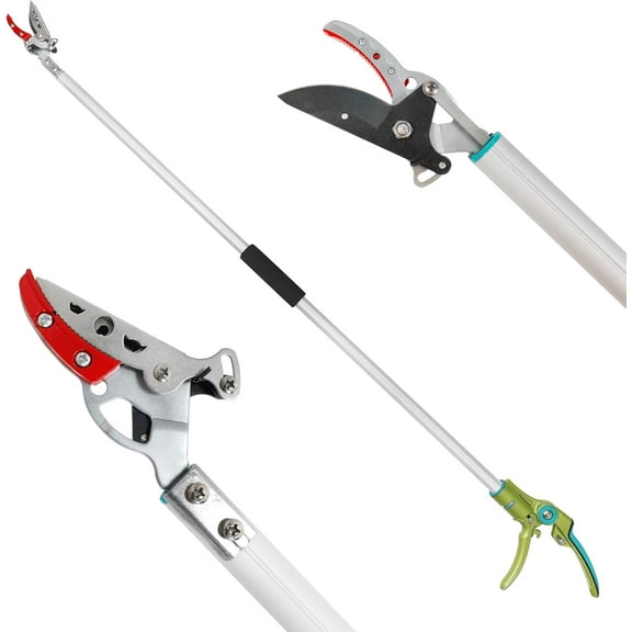 GARTOL Cut & Hold Pole Pruner, 4.2 FT Lightweight Fruit Picker with 180 Rotating Handle, SK5 Steel Blade Cuts up to 1/2 Inch, Long Reach Garden Tree Trimmer & Branch Cutter for Shrubs, Bushes