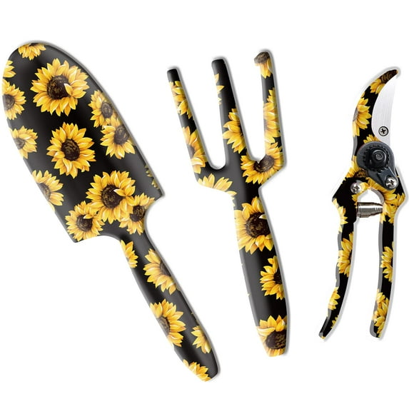GARTOL Garden Tool Set Sunflower Print 3 Piece, Stainless Steel, Great Gifts for Men Women