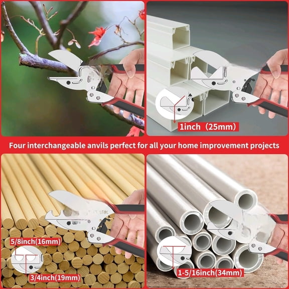 GARTOL Ratchet Miter Shears, 45-135 Adjustable Multi-Angle Cutter for Molding, Trim & Quarter Round Precision Hand Tool for PVC & Soft Wood Includes 5 Anvils & Replaceable Blade