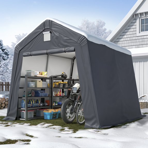 Howsvn 10' x 10' Portable Shed Storage Shelter, Heavy Duty Instant Waterproof Storage Tent Sheds, Outdoor Garage Carport with Roll-up Door and Vent Window