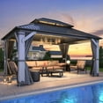 thumbnail image 1 of Howsvn 12 x 16 ft. Patio Cedar Wood Gazebo, Outdoor Double Roof Hardtop Wooden Gazebos with Curtains and Netting for Backyard, Deck, 1 of 11