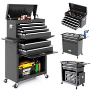 GARTOO 2-in-1 8-Drawer High-Capacity Rolling Tool Storage Cabinet with Detachable Top Box, Lockable Wheels & Adjustable Shelf - Heavy-Duty Metal Cart for Garage & Workshop