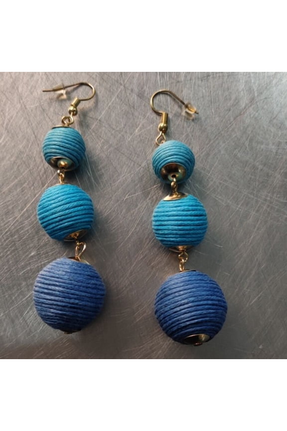 1 Pair Bohemian Ball Drop Earrings Dangling Jewelry Decoration Gift For Women Blue