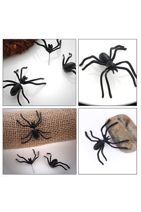 12Pcs Punk Jewelry Women Black Spider Earrings for and Work Events