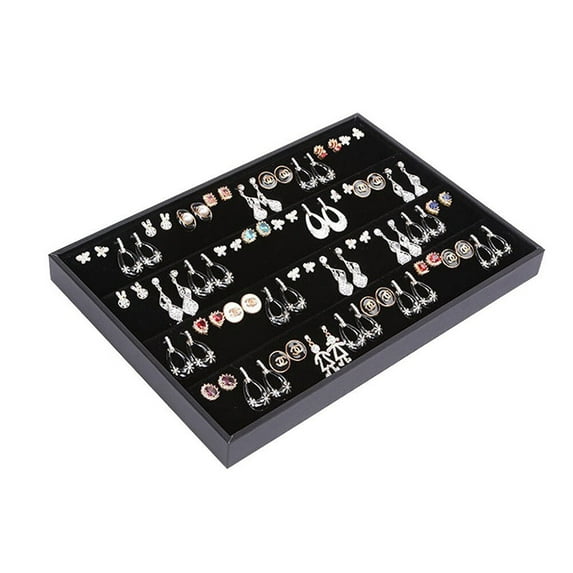 GARVALON 1Pack Modern Suede Earrings Display Holder Rectangular Tray For Jewelry Rings Organization 13.8*9.4in