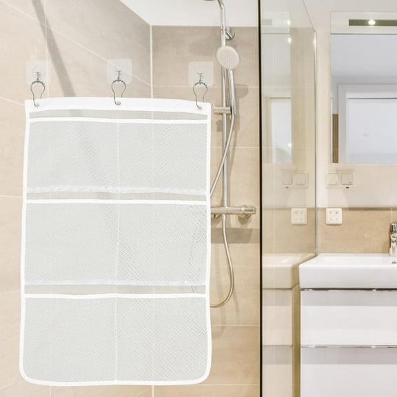 GARVALON 1Pcs Toiletry Bag Hanging Polyester Mesh Fabric for Bathroom and Travel Use in Blue Color