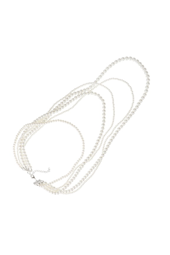 1Set Beige Necklace Multi Strand Glass Beads Neck Decoration for Sweaters
