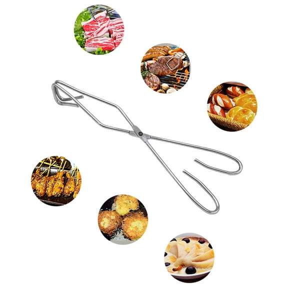 GARVALON 1Set Cooking Scissor Tongs Stainless Steel Barbecue Tools Practical Design Scissor Shape Non-slip Grip