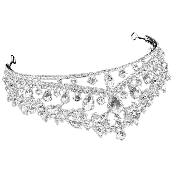 GARVALON 1Set Rhinestone Crown for Girls Elegant Bridal Tiara for Anniversaries