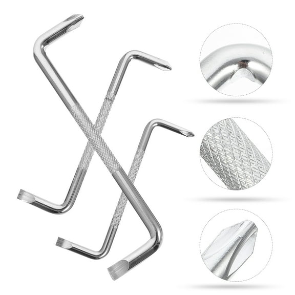 GARVALON Double Ended Screw Drivers Knurled Handle Steel Silver 3Pcs 5.7X1.5X0.3In
