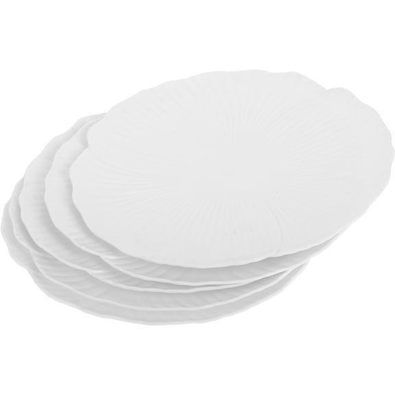 GARVALON 5Pack White Ceramic Plates with Two Ears for Dinner Parties