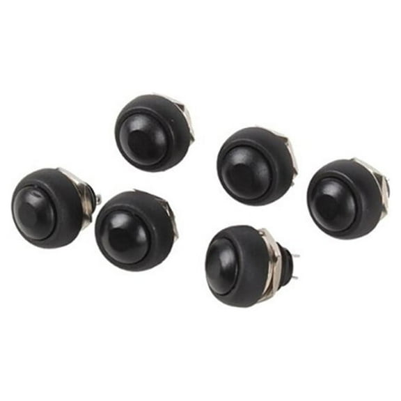 GARVALON 6Pcs Black Round Plastic Reset Push Button for Car Boat Outdoor Projects Momentary On Off