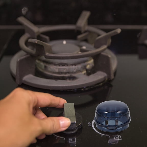 GARVALON 8Pcs Gas Hob Knob Covers Square Black Plastic For Gas Stove Switches and Knobs Home Use