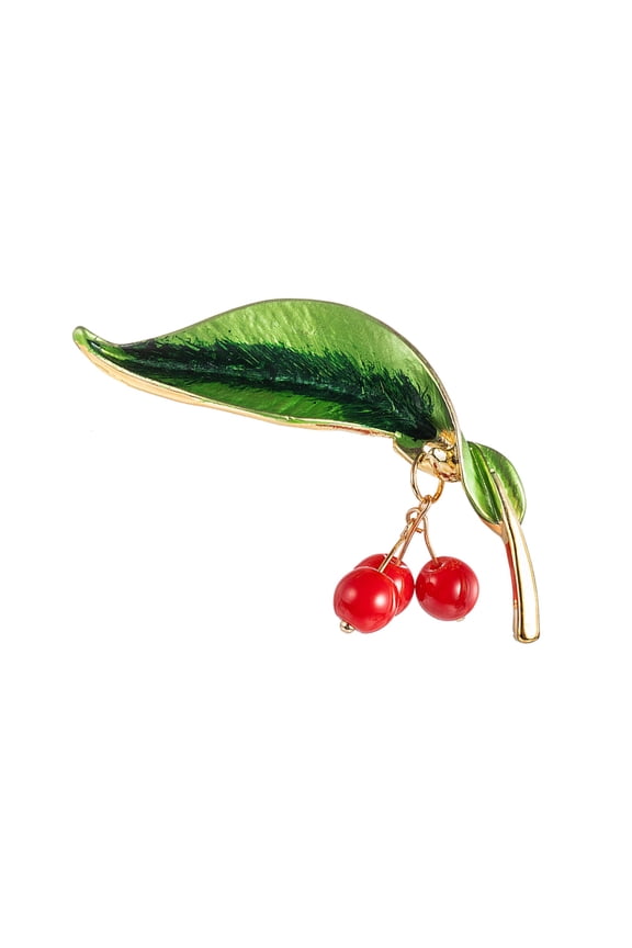 Fruit Brooch For Women 1Pcs Rhinestone Pin Badges Elegant Design Green Alloy Fashion Accessory