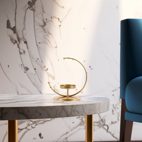 GARVALON Moon Shaped Candle Stand 1Pcs Metal Construction Decor For Festive Gatherings