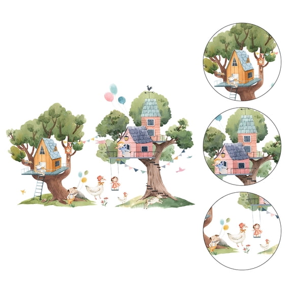 GARVALON Rectangular Shape Wall Stickers 2Pcs Multi Colored PVC for Living Room Decor 35.4x11.8in