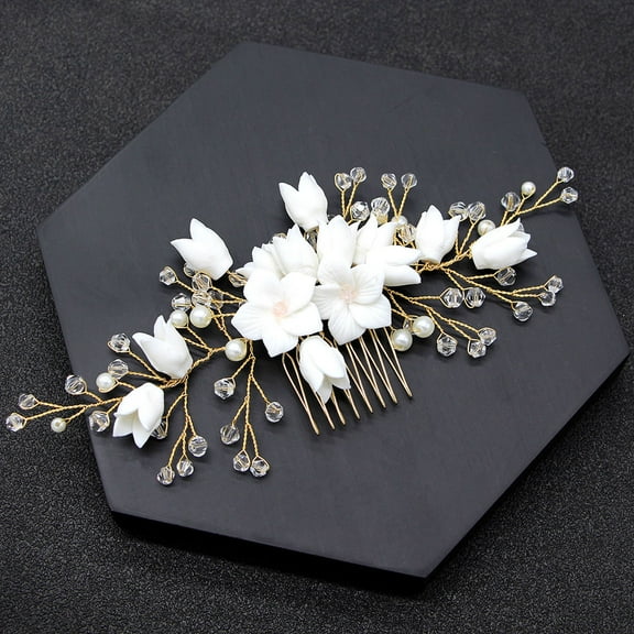 GARVALON Rhinestone Wedding Hair Comb 1Pcs With Beads For Bridal Use