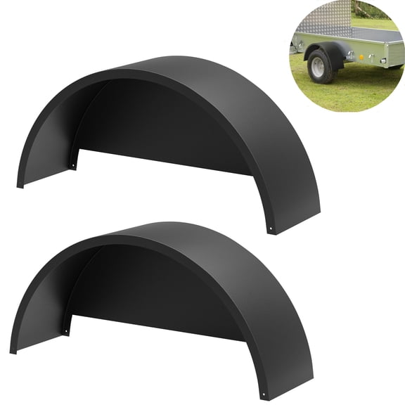 GARVEE 2 Pack Single Axle Trailer Fenders with Fenders,Fits for 14”to 16” Wheels Tires Skirt for Utility Trailer,Black