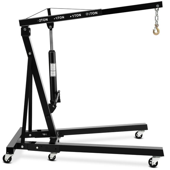 GARVEE 2 Ton(4400lbs) Folding Hydraulic Engine Hoist,Heavy Duty Carbon Steel Engine Lifting Hoist,Black