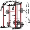 thumbnail image 1 of GARVEE Power Cage Home Gym,2000lbs Multi-Function Squat Rack with Cable Crossover,Pull-Up & Dip Station,LAT-Pull Down System,Workout Cage with More Attachments,Black&Red, 1 of 10