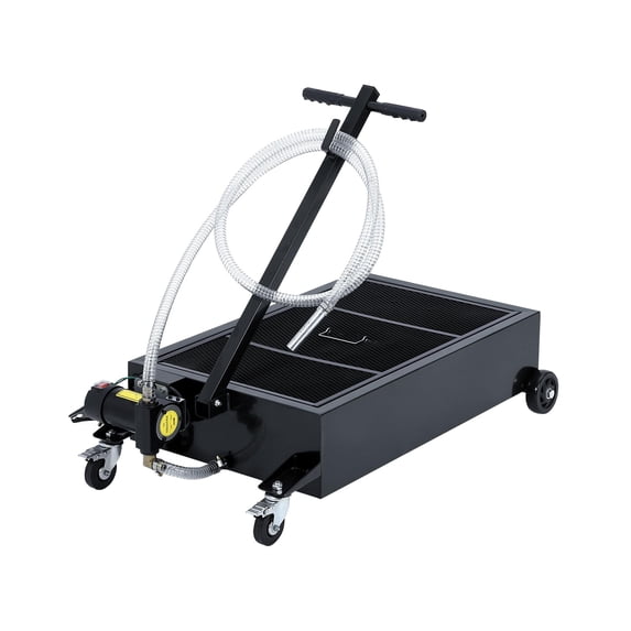 GARVEE 25 Gallon Low Profile Oil Drain Pan with Electric Pump,12V Oil Change Pan Metal with 8FT Hose & Folding Handle for Cars,SUVs,Trucks,Buses,RVs,Black