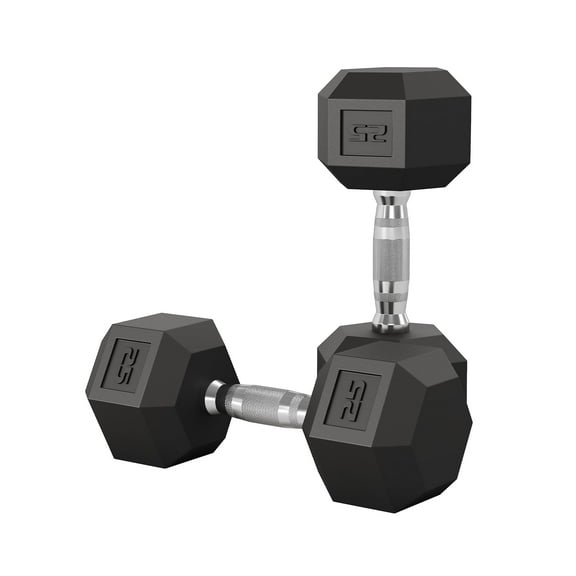 GARVEE 2Pcs 25lbs Hex Dumbbells with Cast Iron Core,Rubber Encased Coating Hand Weights for Exercises and Fitness