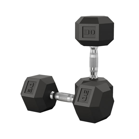 GARVEE 2Pcs 30lbs Hex Dumbbells with Cast Iron Core,Rubber Encased Coating Hand Weights for Exercises and Fitness