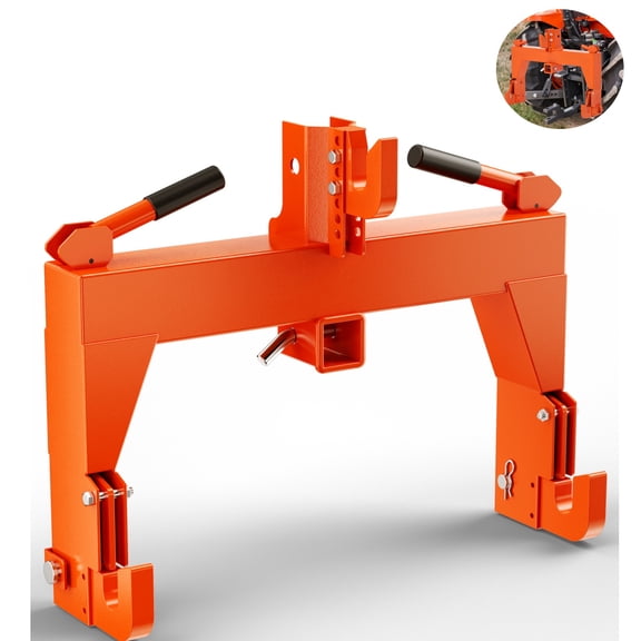 GARVEE 3-Point Quick Hitch with 2" Receiver,3000LBS Lift Capacity,Adaptation to Category 1 & 2 Tractors,5-Level Adjustable Bolt,Reinforced Structure,Orange