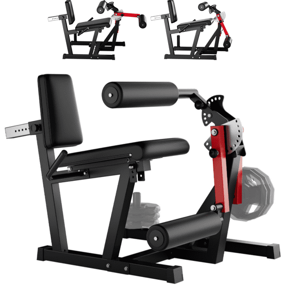 GARVEE 4 IN 1 Leg Extension and Curl Machine,700lbs Adjustable Leg Curl,Leg Extender for Home Gym,Fits 1" & 2" Weight Plates,Black&Red