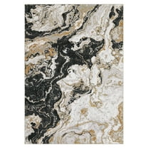 GARVEE 6'x9' Machine Washable Abstract Area Rugs,Soft Large Modern Marble Rug  for Living Room Bedroom Dining Room Office with Non Slip,Black