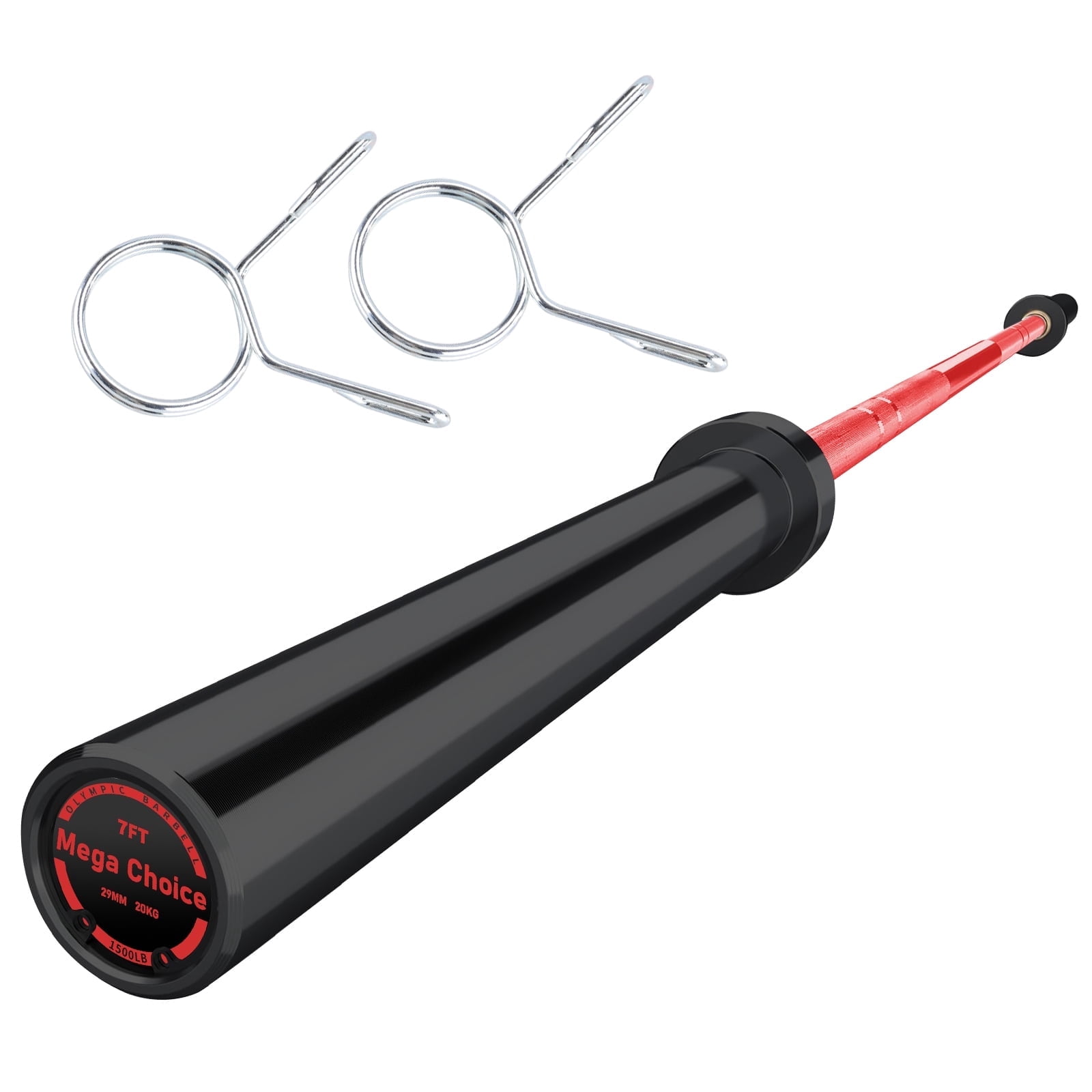 GARVEE 7FT Olympic Barbell Bar with 2 Collars,1500 LB Capacity Weightlifting & Powerlifting Bar,Fits 2-Inch Plates,Strength Training Bench Press Bar for Home Gym,Black&Red