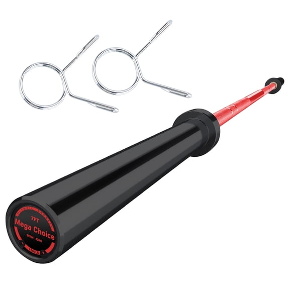 GARVEE 7FT Olympic Barbell Bar with 2 Collars,1500 LB Capacity Weightlifting & Powerlifting Bar,Fits 2-Inch Plates,Strength Training Bench Press Bar for Home Gym,Black&Red