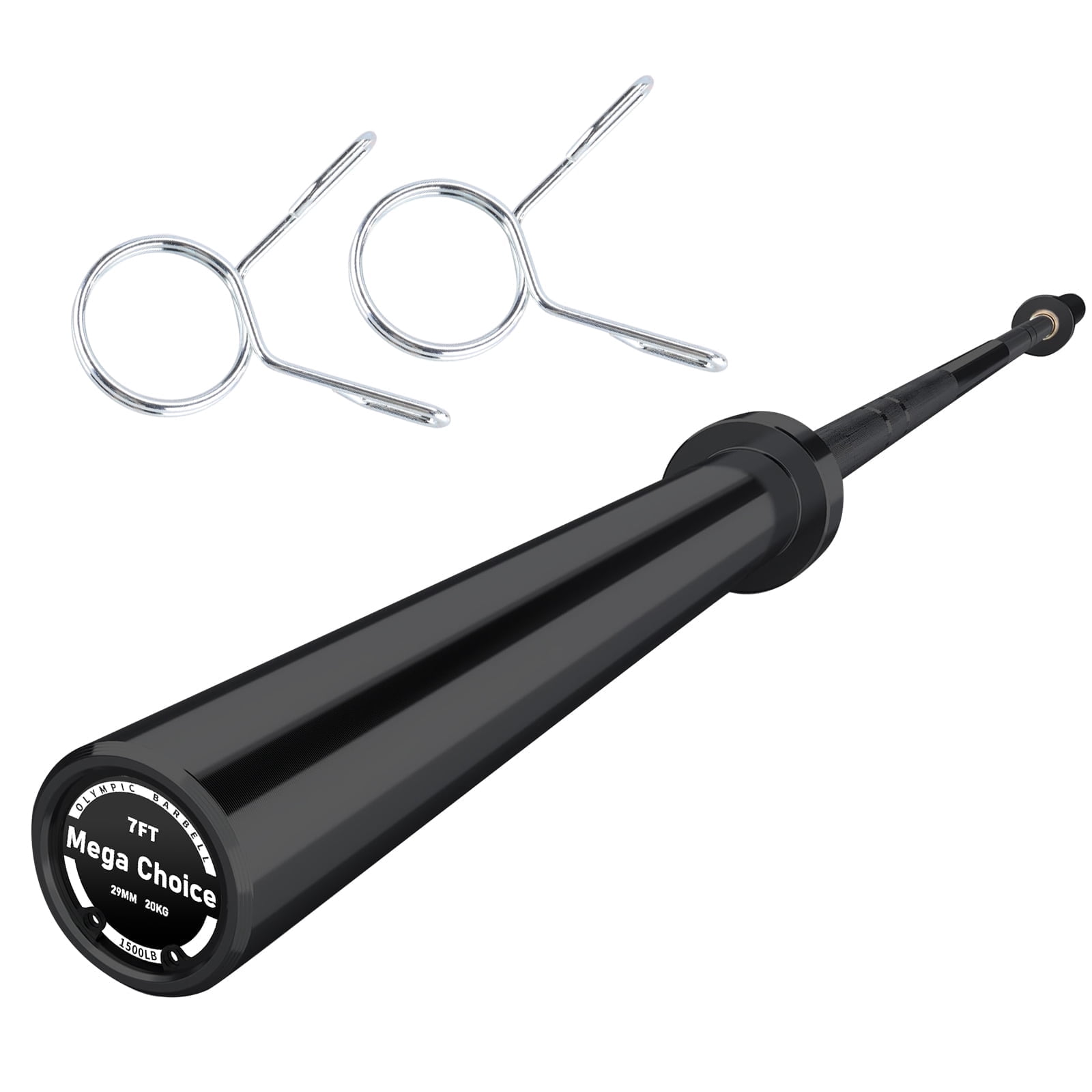 GARVEE 7FT Olympic Barbell Bar with 2 Collars,1500 LB Capacity Weightlifting & Powerlifting Bar,Fits 2-Inch Plates,Strength Training Bench Press Bar for Home Gym,Black